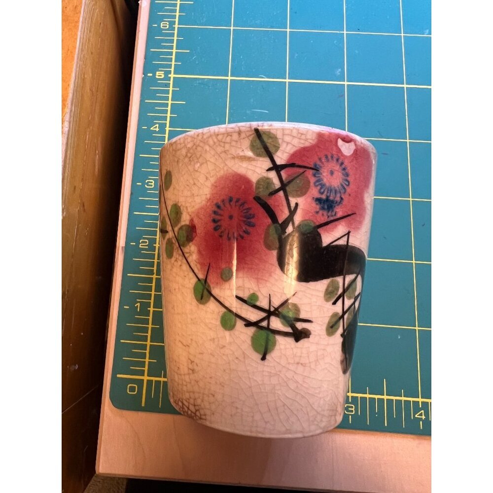 Set Of 3 Vintage Crackle Glaze Ceramic tea Cups With Floral Made in Japan Design - Picture 6 of 7